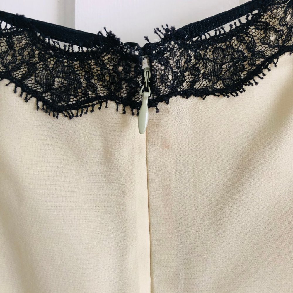 Y2K Nicole Miller Dress Creame with Black Lace Detail - Picture 5 of 13